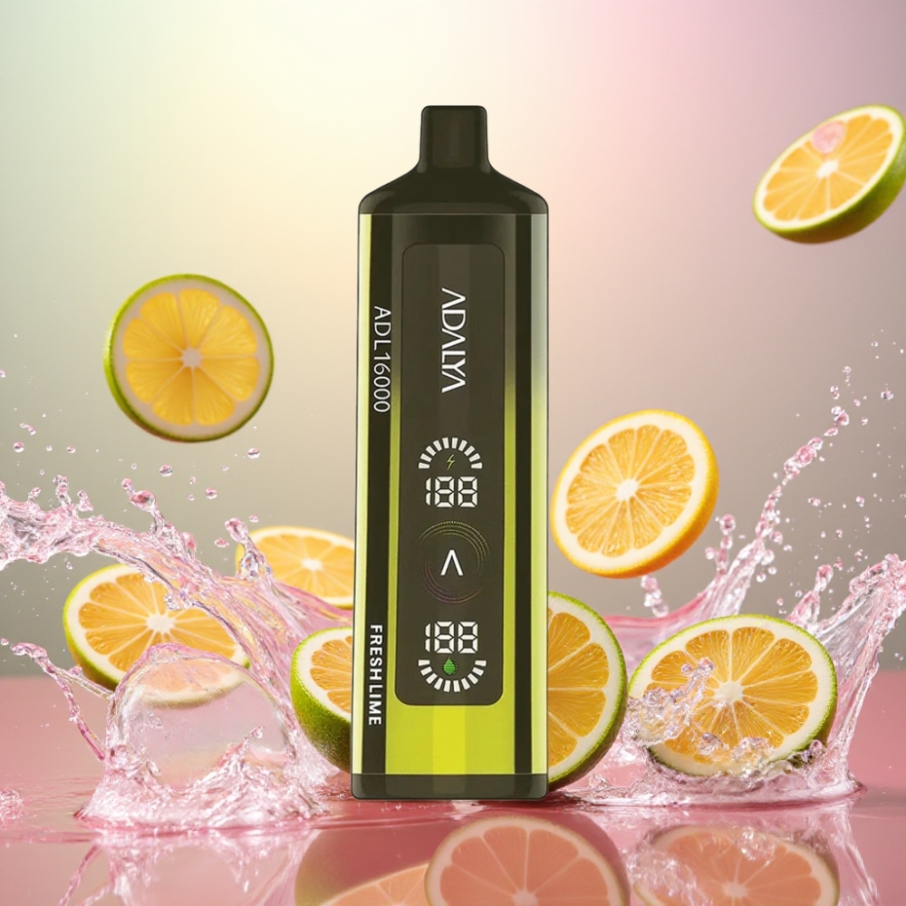 Adalya ADL 16000 PRO Puffs Engangs Vape Norge Engros Digital Skjerm USB-C 25ml Friske Lime