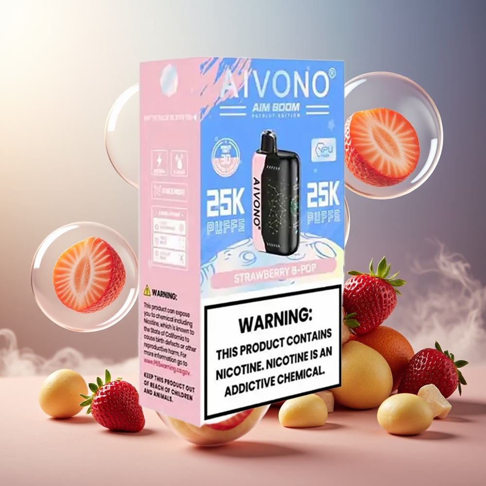 Aivono Aim Boom 25000 Puffs 28ml Type-C Norge Engros Jordbær B Pop