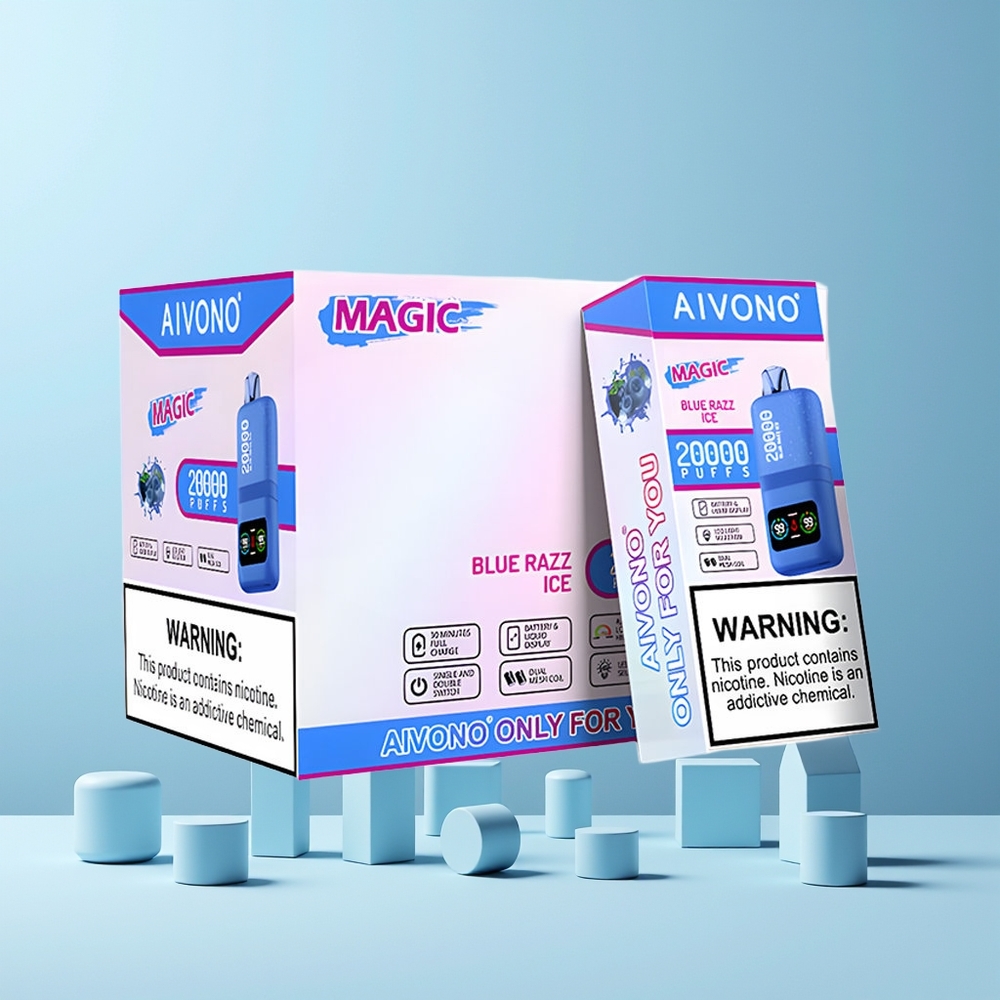 Aivono Aim Magic 20000 Puffs Dual Mesh LCD Blå Bringebær Is Norge Engros