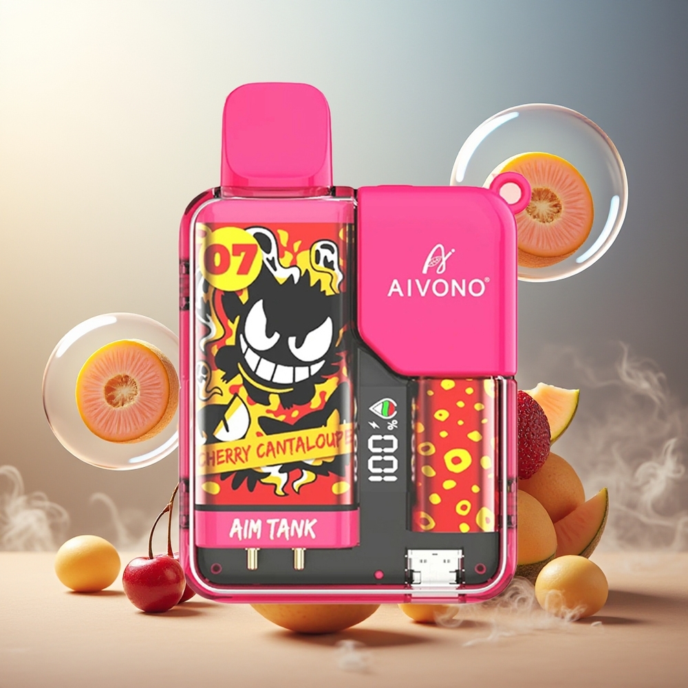 Aivono AIM-TANK 9500 Puffs 18ml 650mAh LCD Cherrisk Cantaloupe Norge Engros