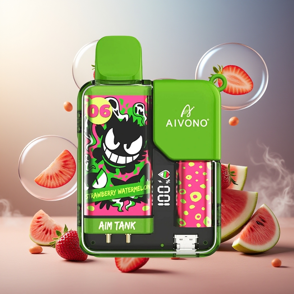 Aivono AIM-TANK 9500 Puffs 18ml LCD 0-5% Nikotin Jordbær Vannmelon Norge Engros