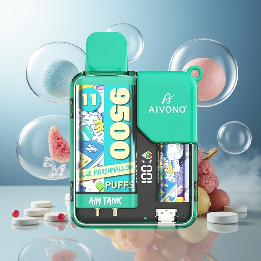 Aivono AIM-TANK 9500 Puffs 18ml LCD Blå Marshmallow Norge Engros