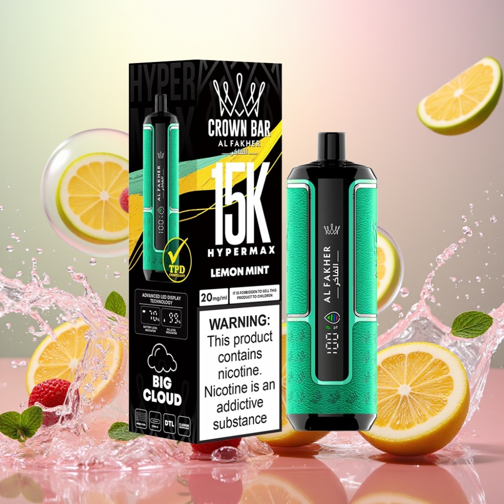 Al Fakher Crown Bar 15K Hypermax Engangs Vape Kit Sitron Mynte Norge Engros 22ml 15K Puffs
