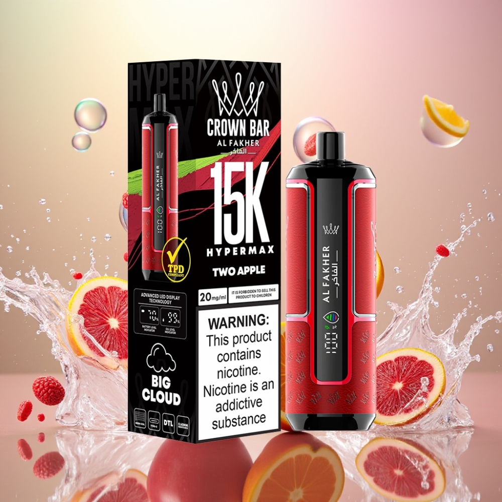 Al Fakher Crown Bar 15K Hypermax Engangs Vape Norge Engros To Epler 22ml 15000 Puffs 600mAh Type-C DTL 20mg