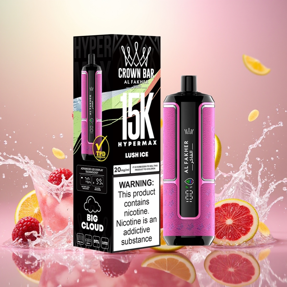Al Fakher Crown Bar 15K Hypermax Engros Norge 22ml 600mAh Type-C DTL 20mg Luch Is