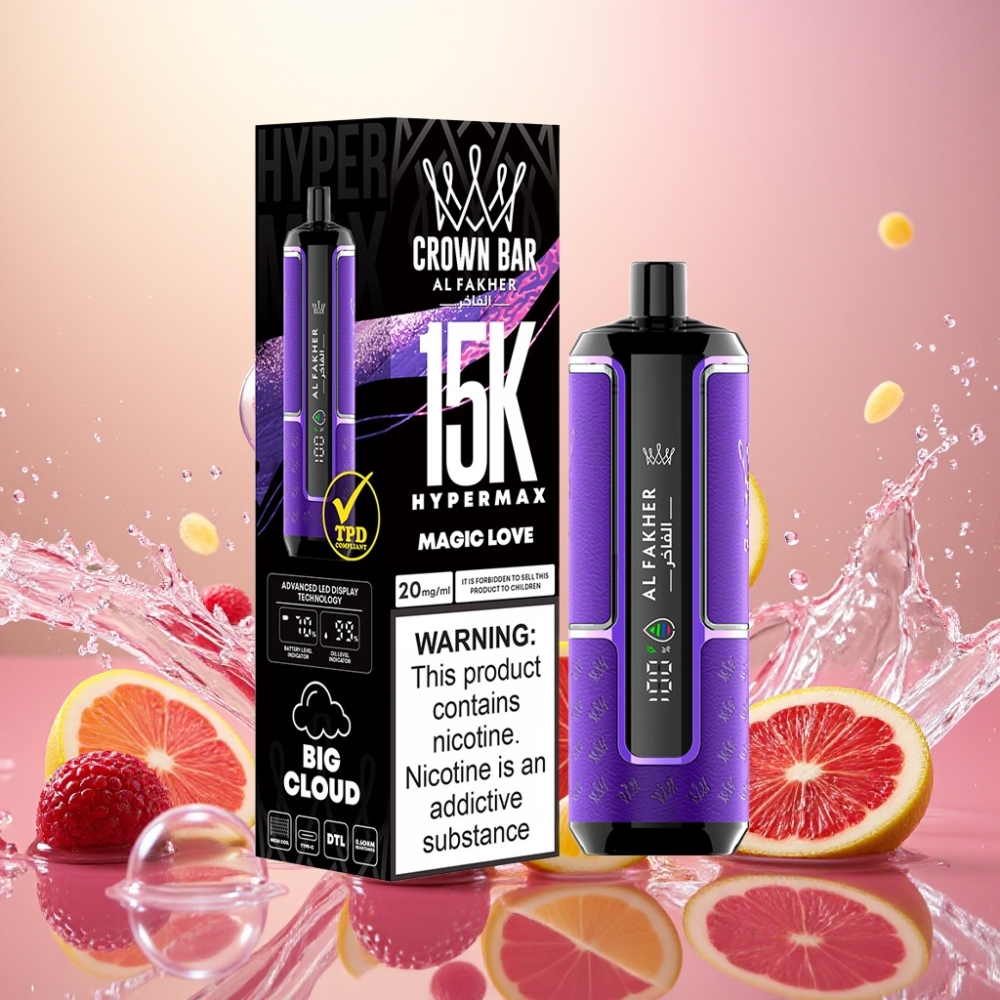 Al Fakher Crown Bar 15K Hypermax Engros Norge 22ml 600mAh Type-C DTL 20mg Magic Kjærlighet