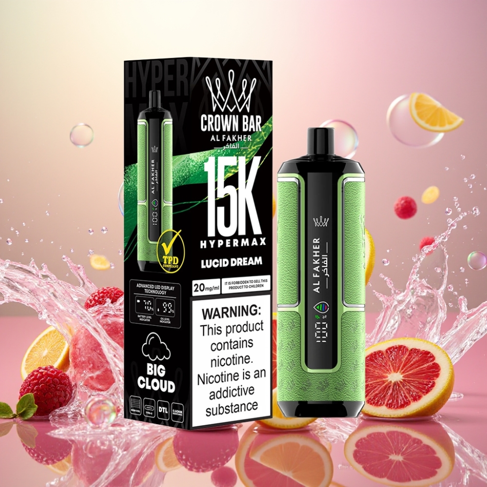 Al Fakher Crown Bar 15K Hypermax Engros Norge Direkte-til-lunge 22ml Type-C 600mAh