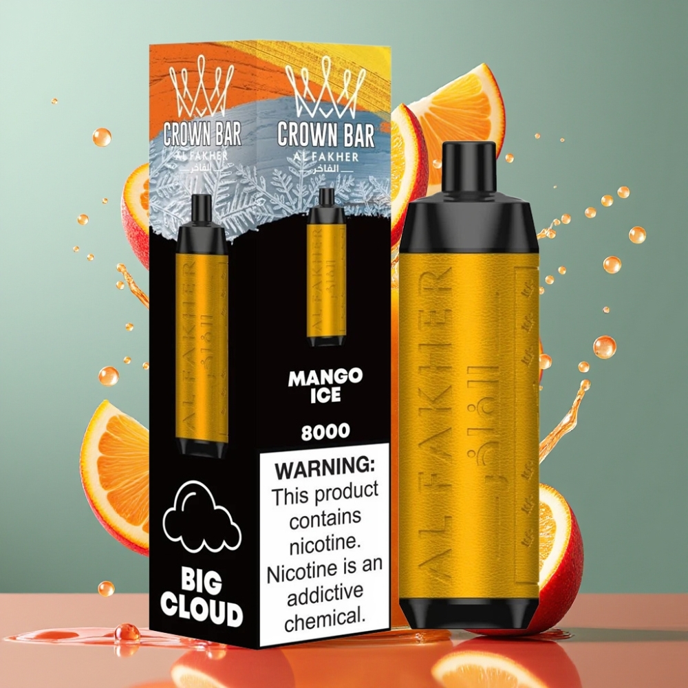 Al Fakher Crown Bar 8000 18ml 600mAh USB-C 5mg Norge Engros Mango Is