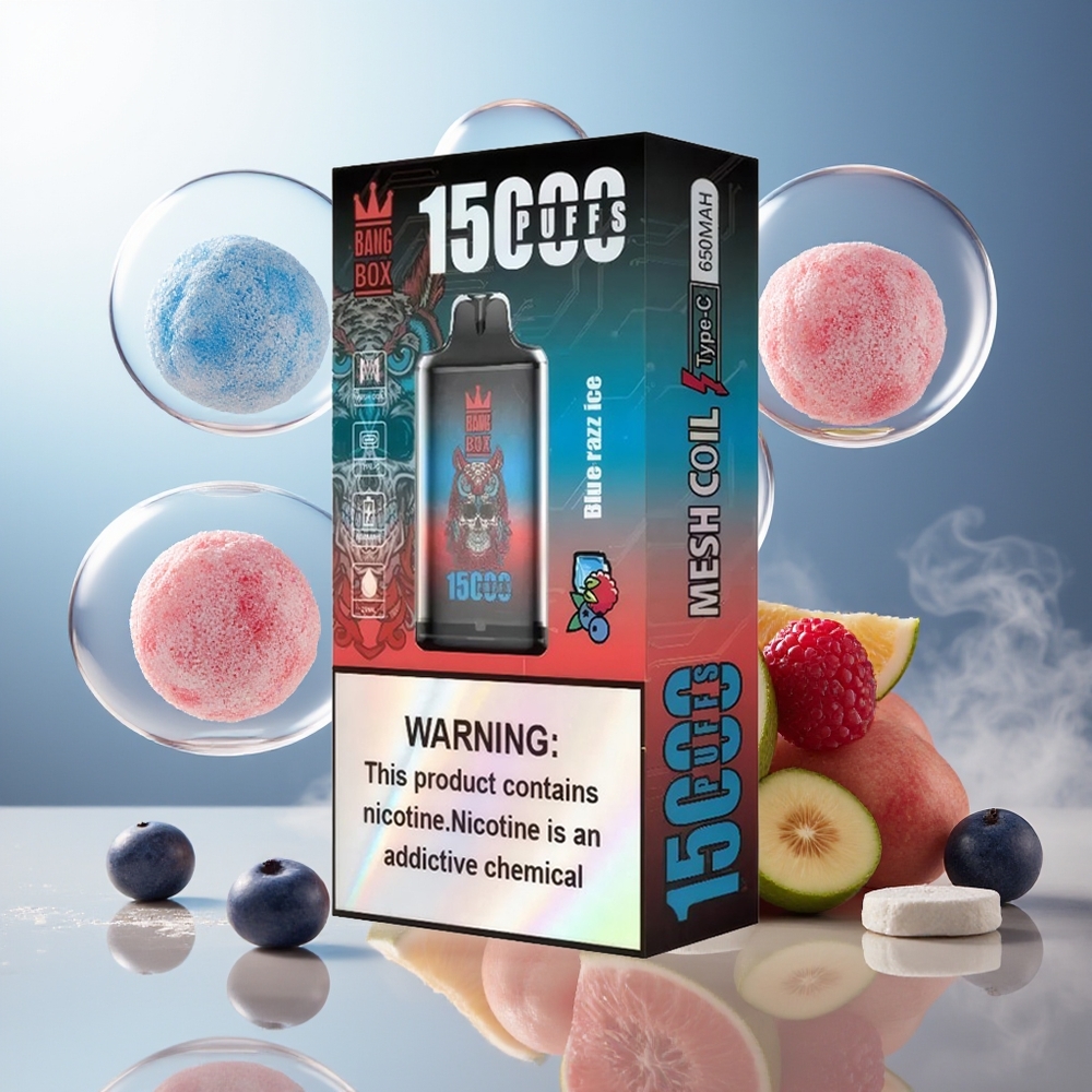 Bang Box King 15000 Puffs Norge Engros Blå Bringebær Is 23ml 5% TYPE-C 10pk