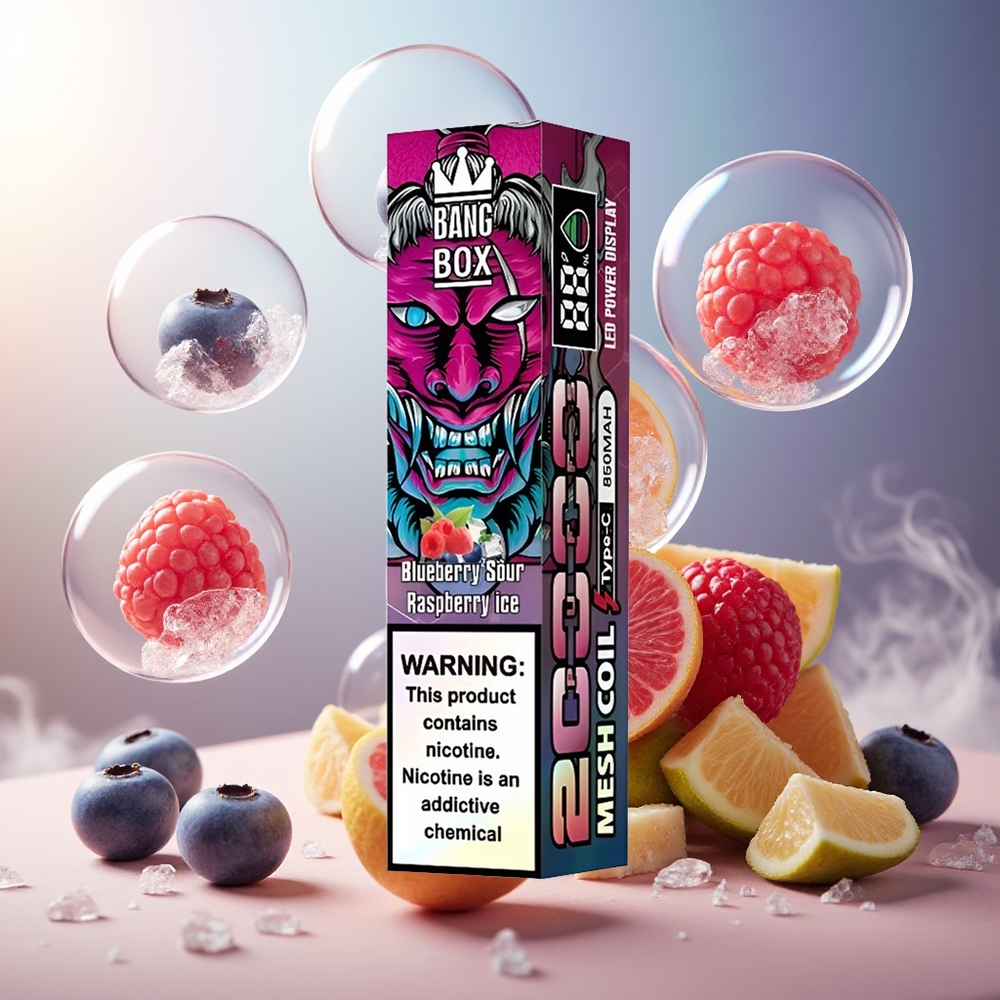 Bang Box King 20000 Puffs Norge Engros Blåbær Sur Bringebær Is 35ml 850mAh Mesh