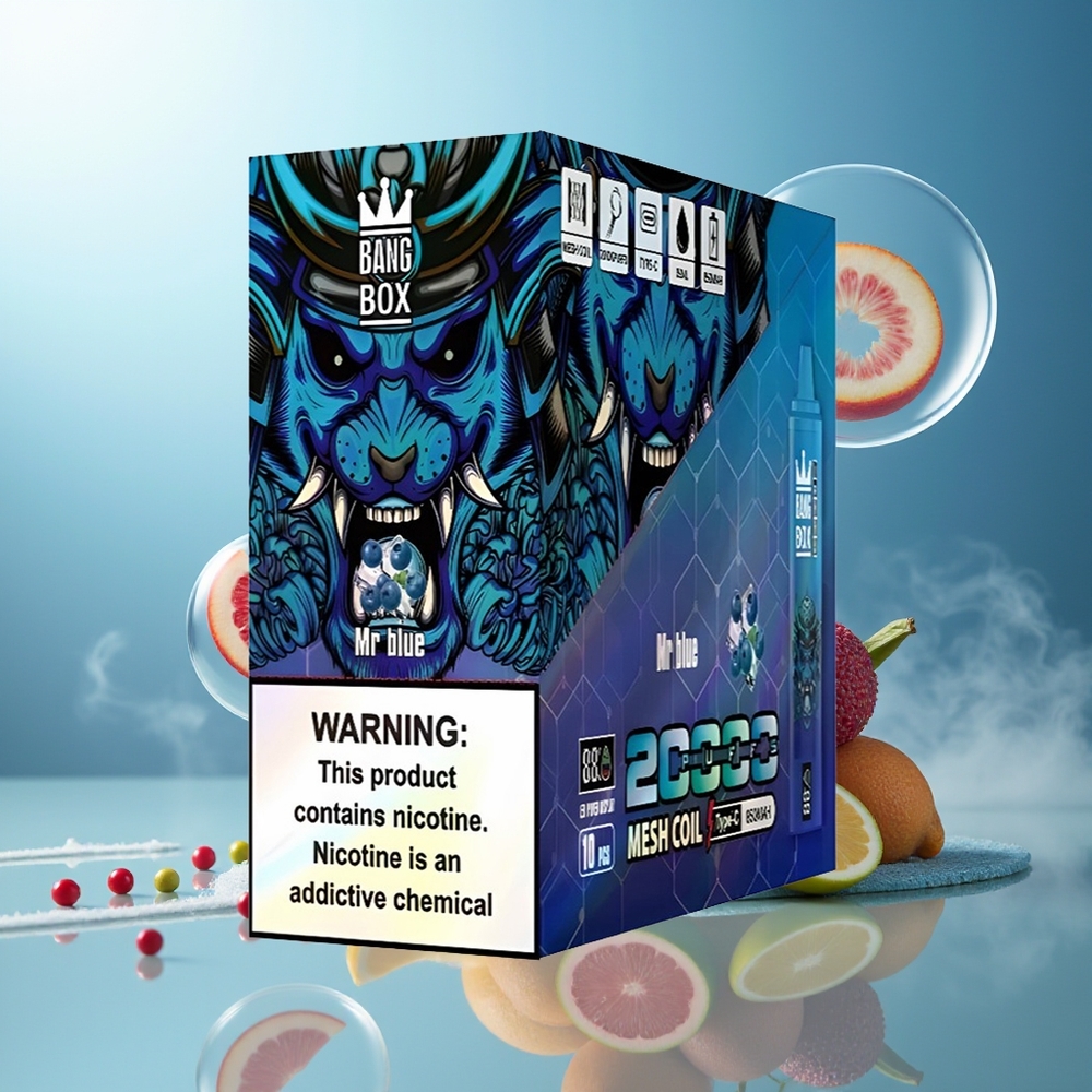 Bang Box King 20000 Puffs Norge Engros Mr Blå 35ml 850mAh Gjenoppladbar Mesh Coil