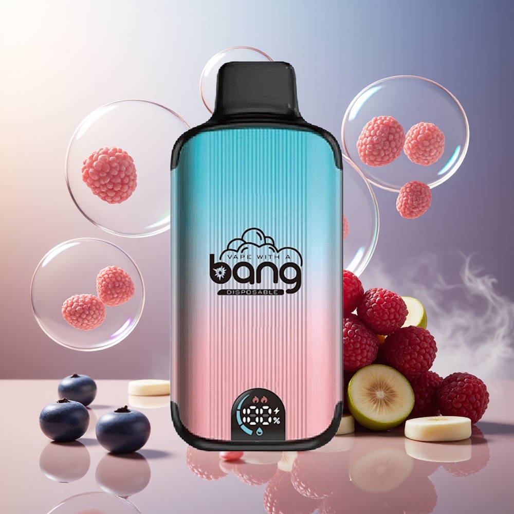 Bang 20000 Puffs Engangs Vape Blåbær Bringebær Norge Engros 13400 Battery Type-C Dual Mesh