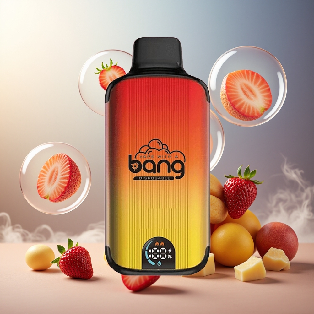 Bang 20000 Puffs Engangs Vape Jordbær Mango Norge Engros 13400 Battery Dual Mesh