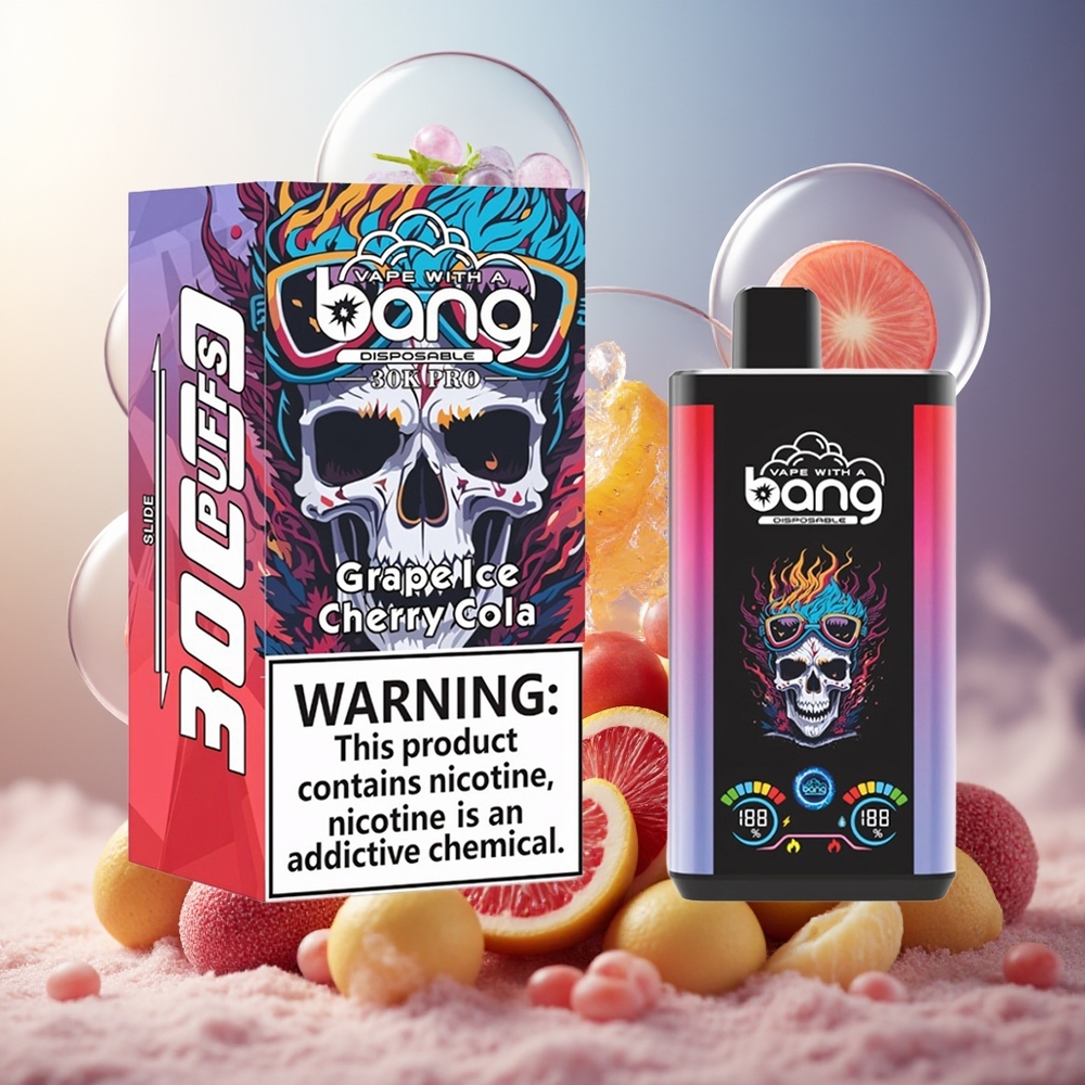 Bang 30K Pro 30000 Puffs Norge Engros 36ml 550mAh Dual-Smak Druer Is & Kirsebær Cola