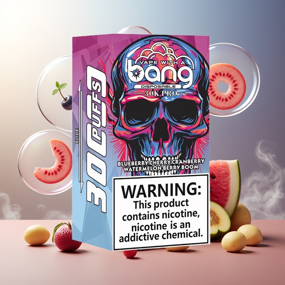 Bang 30K Pro 30000 Puffs Norge Engros Blåbær Kirsebær Tranebær & Vannmelon Bær Boom 36ml Dual-Flavor