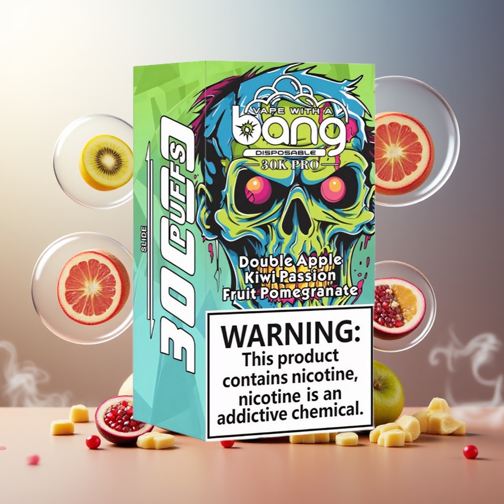 Bang 30K Pro 30000 Puffs Norge Engros Dobbel Eple & Kiwi Pasjonsfrukt Granateple 36ml 550mAh