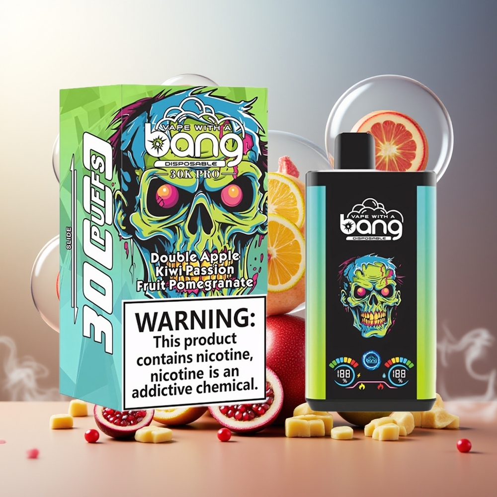 Bang 30K Pro 30000 Puffs Norge Engros Dobbel Eple & Kiwi Pasjonsfrukt Granateple 36ml 550mAh
