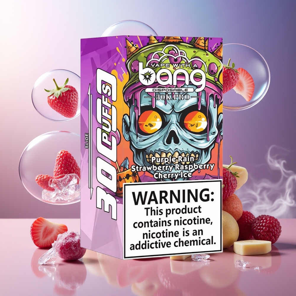 Bang 30K Pro 30000 Puffs Norge Engros Dual-Smak Lilla Regn & Jordbær Bringebær Kirsebær Is