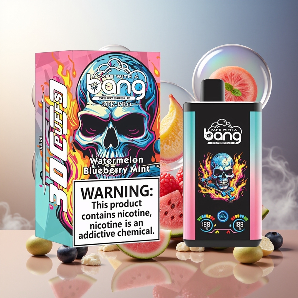 Bang 30K Pro 30000 Puffs Norge Engros Vannmelon & Blåbærmynte Dual-Flavor 36ml 550mAh
