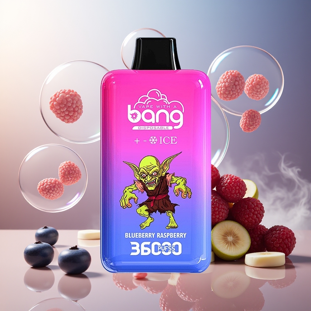 Bang 36000 Ice Level Engangsenhet Norge Engros 36ml 850mAh Blåbær Bringebær