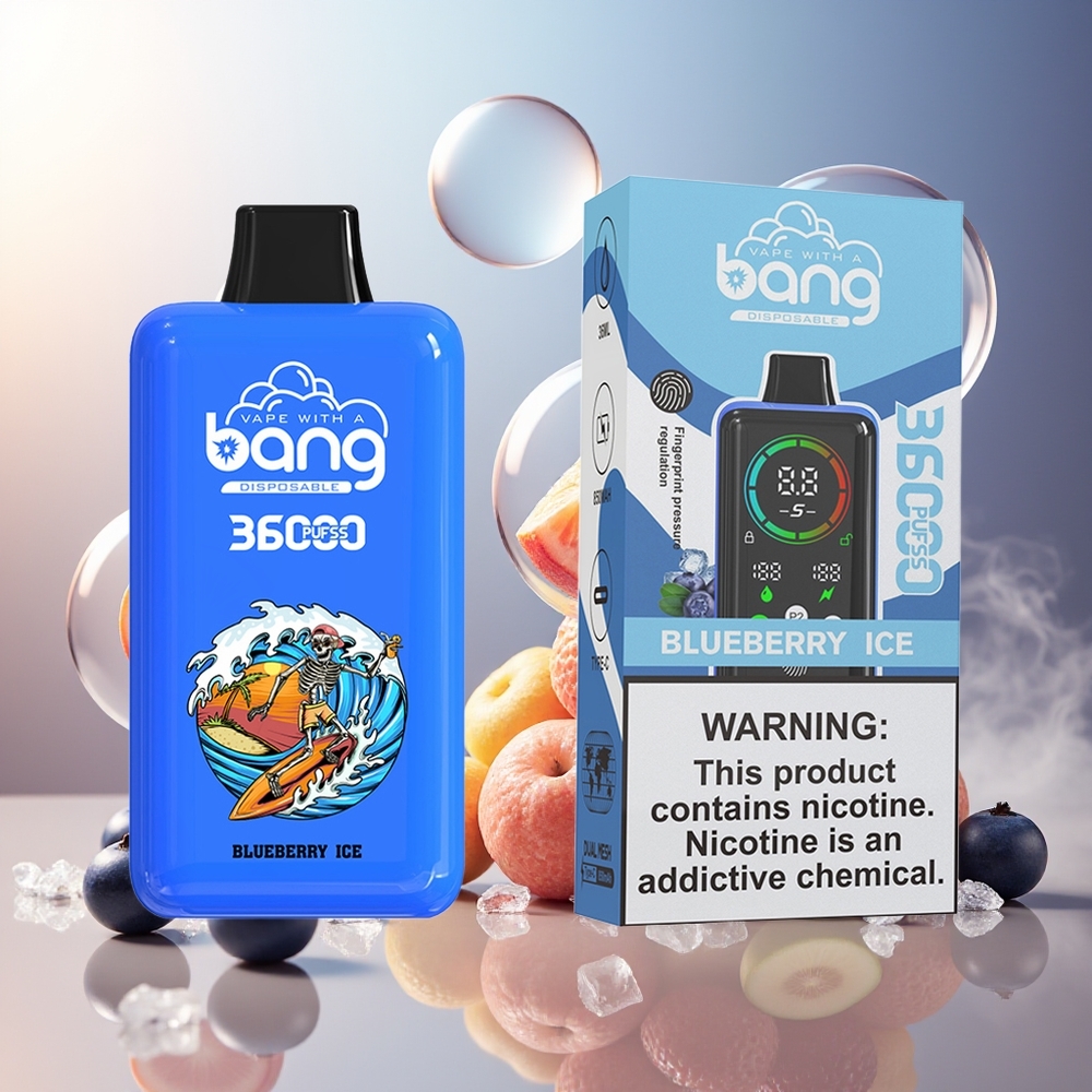 Bang 36000 Power Engangs Vape Blåbær Is Norge Engros 850mAh 36ml 36000 Puffs