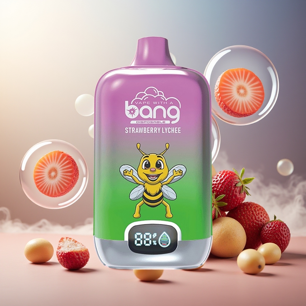 Bang Digital Box 15000 Puffs Engangs Vape Jordbær Litchi Norge Engros 15ml Type-C 550mAh Digital Skjerm