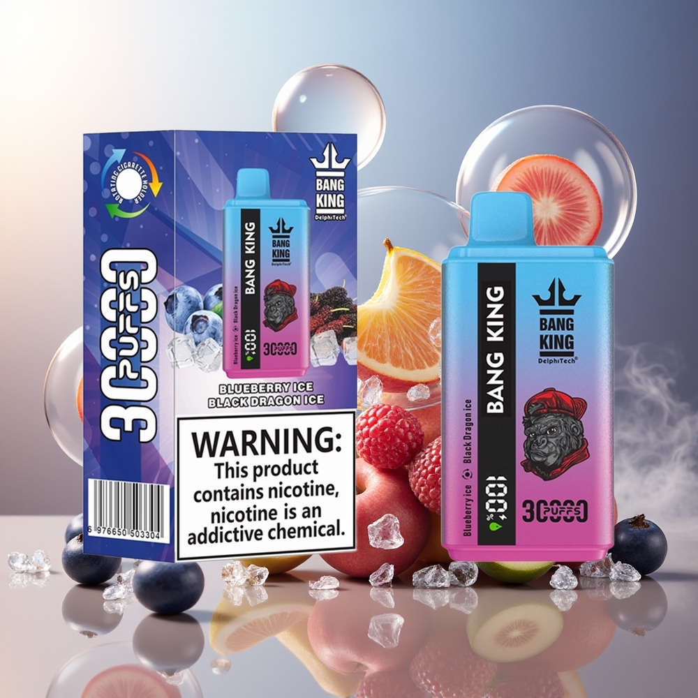 Bang King 30000 Puffs Norge Engros 36ml Type-C Blåbær Is Svart Drage Is