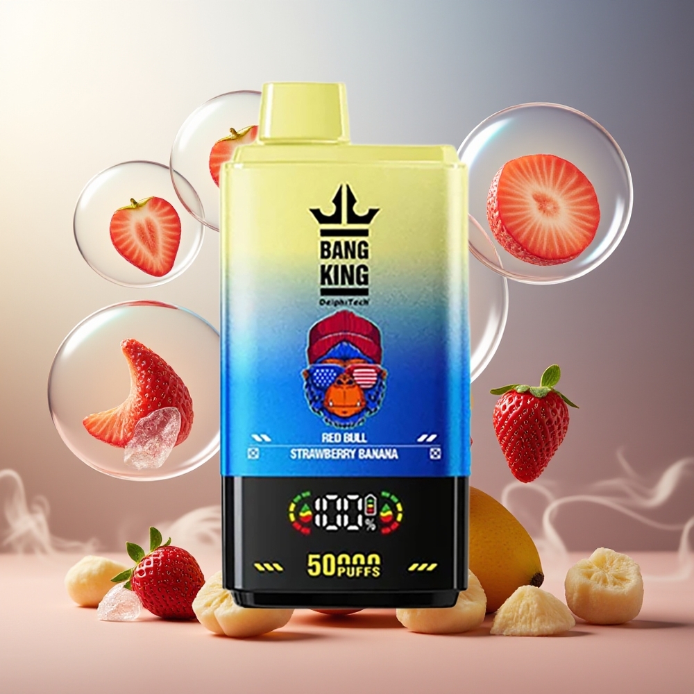 Bang King 50000 Norge Engros 50ml Type-C Rød Okse Jordbær Banan