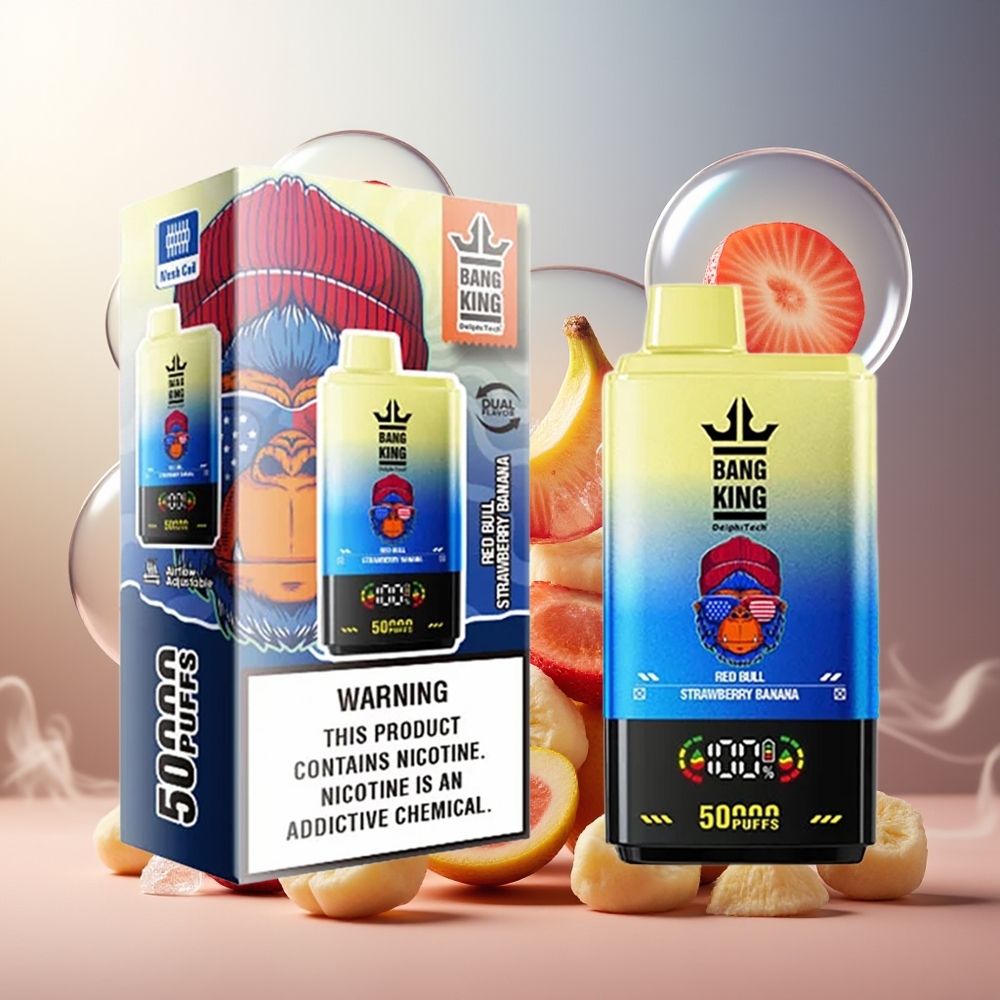 Bang King 50000 Norge Engros 50ml Type-C Rød Okse Jordbær Banan
