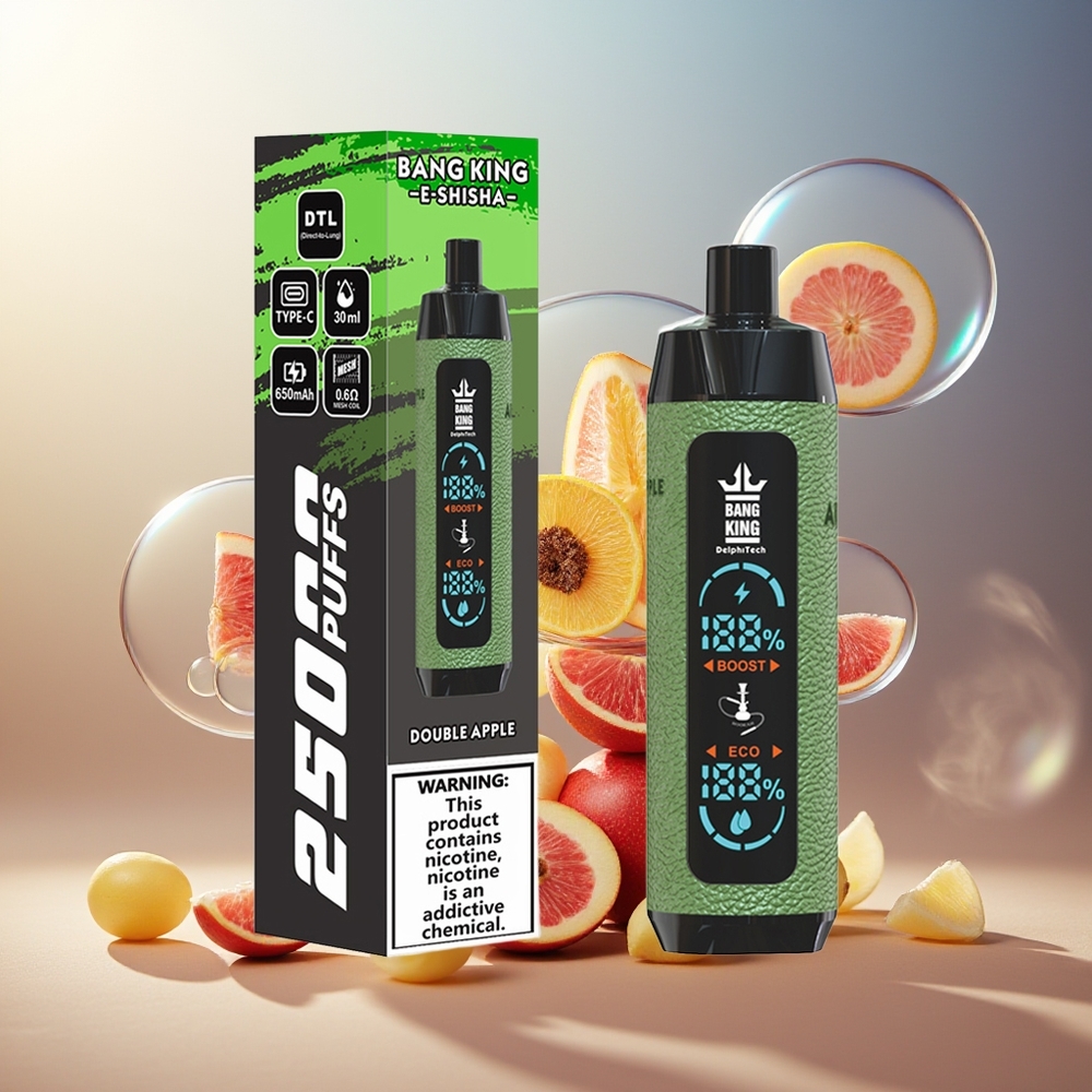 Bang King Shisha 25000 Puffs Norge Engros 30ml 650mAh Type-C Dobbel Eple