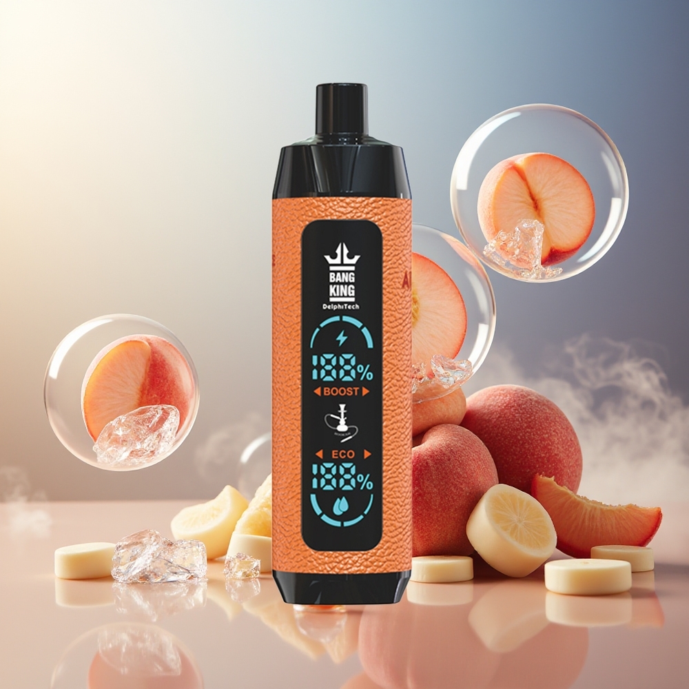 Bang King Shisha 25000 Puffs Norge Engros 30ml 650mAh Type-C Fersken Is