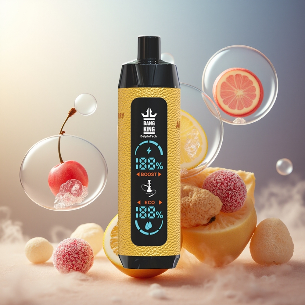 Bang King Shisha 25000 Puffs Norge Engros 30ml 650mAh Type-C Sitron/Kirsebær
