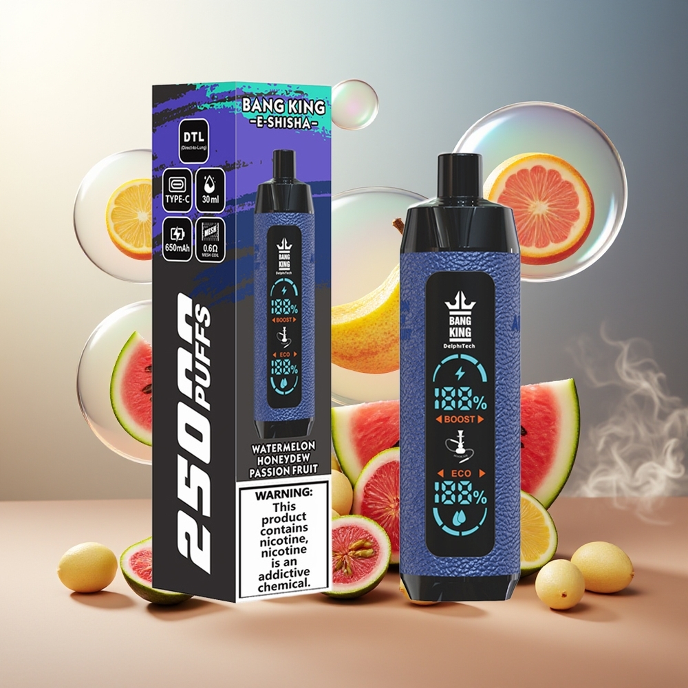 Bang King Shisha 25000 Puffs Norge Engros 30ml 650mAh Type-C Vannmelon Honningmelon Pasjonsfrukt