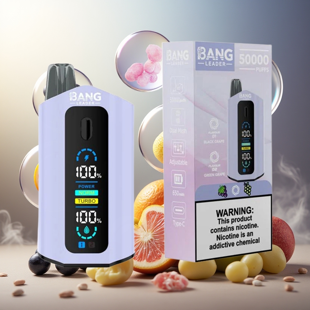 Bang Leader 50000 Puffs 13400mAh Type-C Svart Drue Grønn Drue Norge Engros