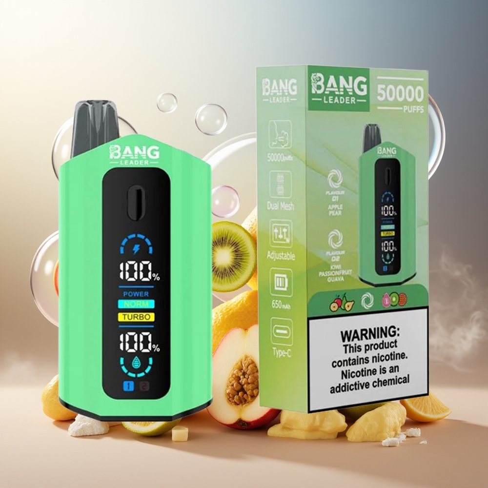 Bang Leader 50000 Puffs Norge Engros 13400mAh Eple Pære Kiwi Pasjonsfrukt Guava