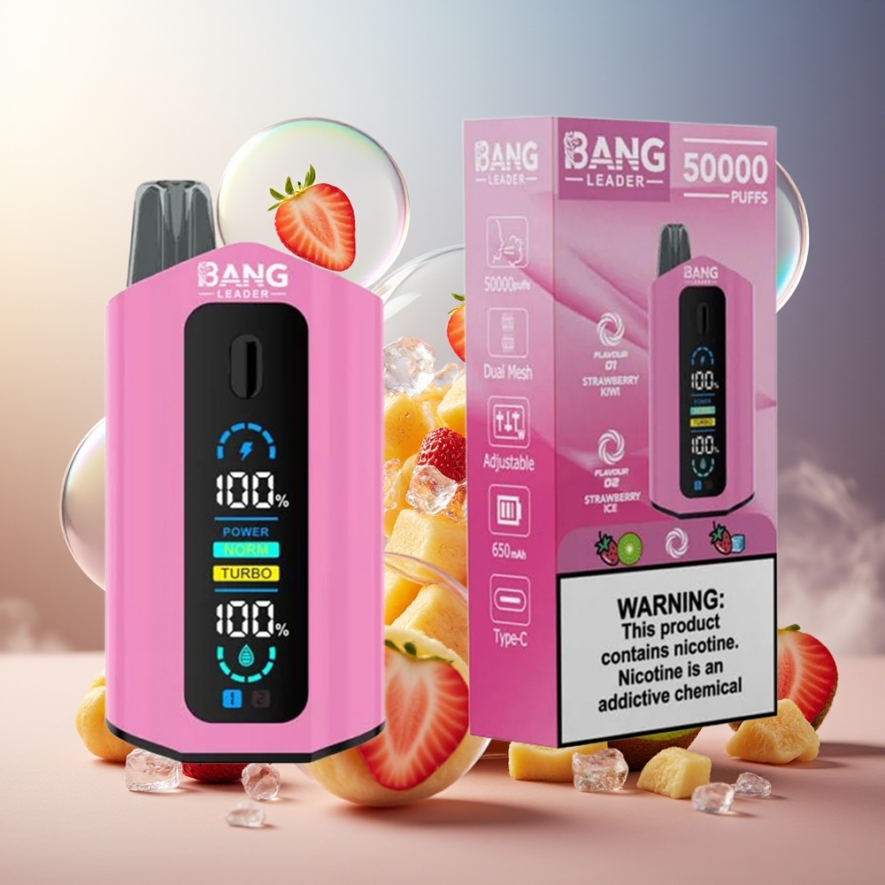 Bang Leader 50000 Puffs Norge Engros 13400mAh Jordbær Kiwi Jordbær Is Type-C