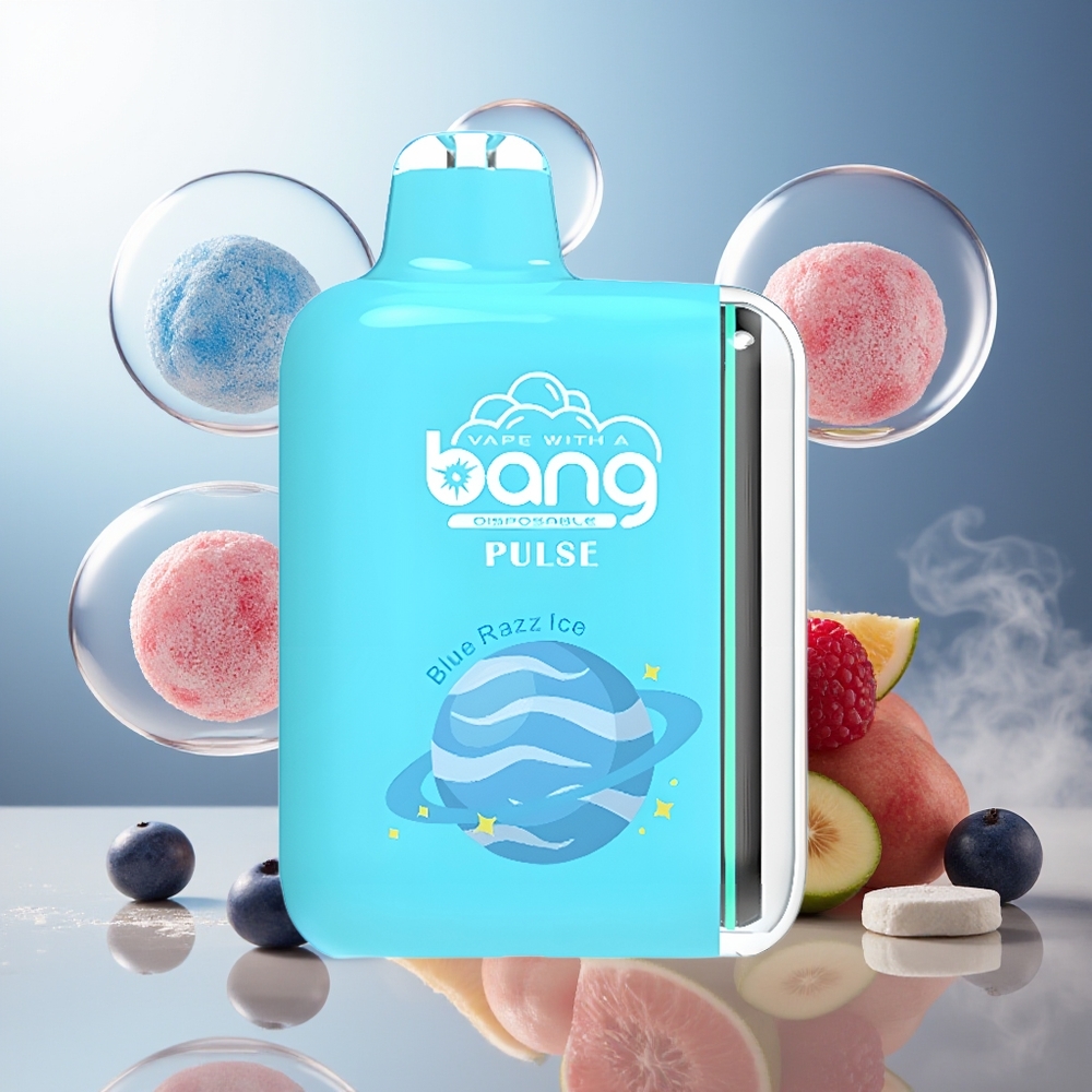 Bang Pulse 18000 Puffs Engangs Vape Blå Bringebær Is Norge Engros Type-C 650mAh 26ml
