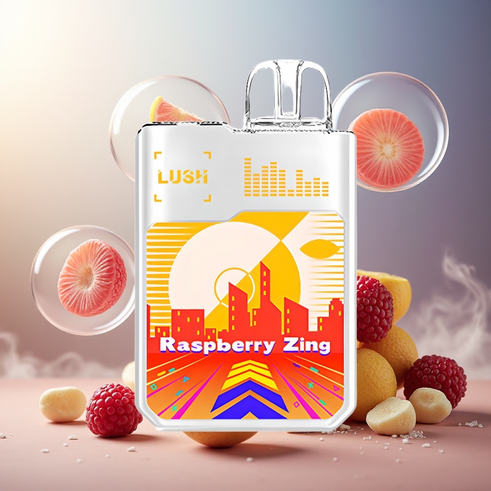 Digiflavor Geekbar LUSH 20000 Puffs Norge Engros Bringebær Zing Dual-Mesh USB-C