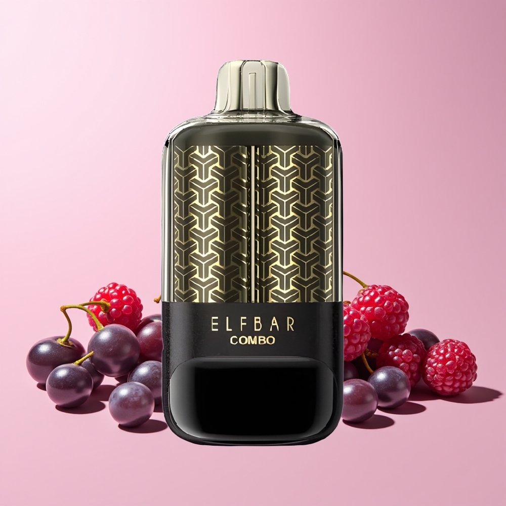 ELF BAR COMBO 25000 Puff Engangs Vape Solbær Bringebær & Drue Norge Engros 22ml 700mAh Type-C Dual Luftstrøm