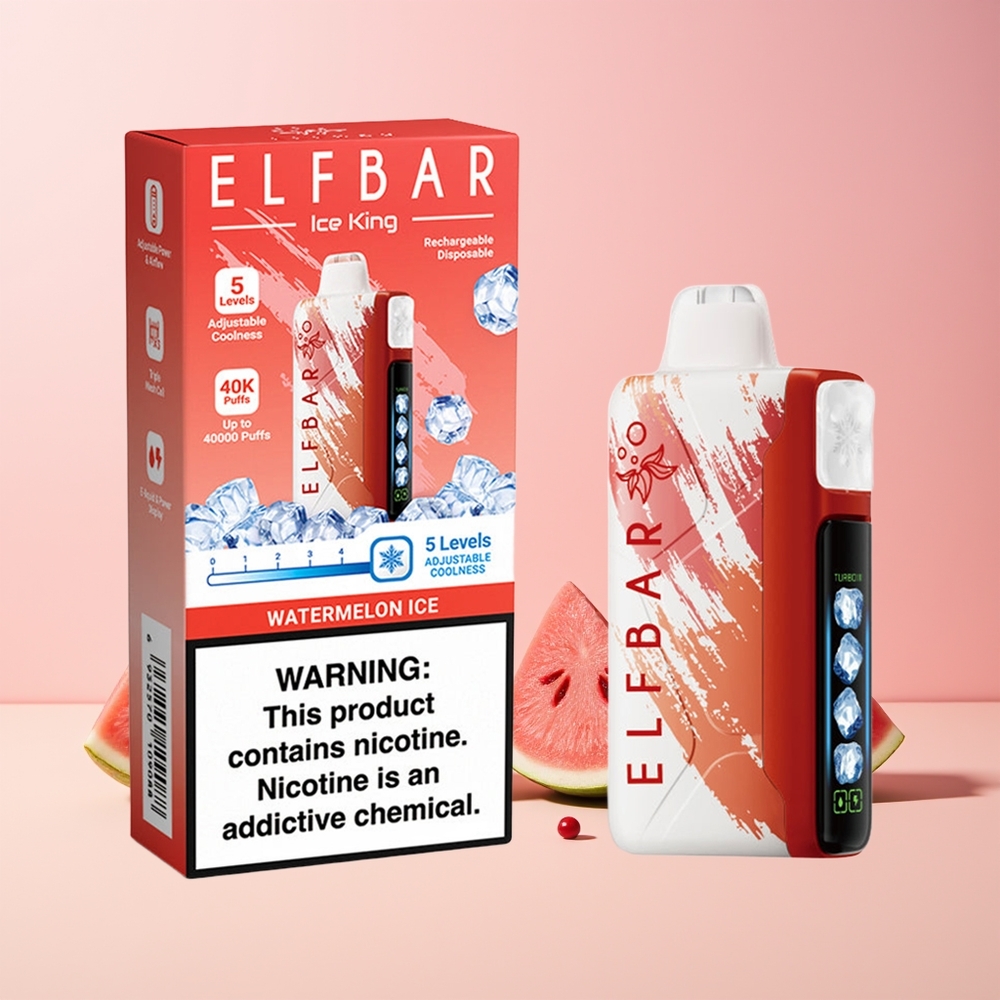 ELF BAR Ice King 40000 Puffs Justerbar Kjøling Vannmelon Is Norge Engros