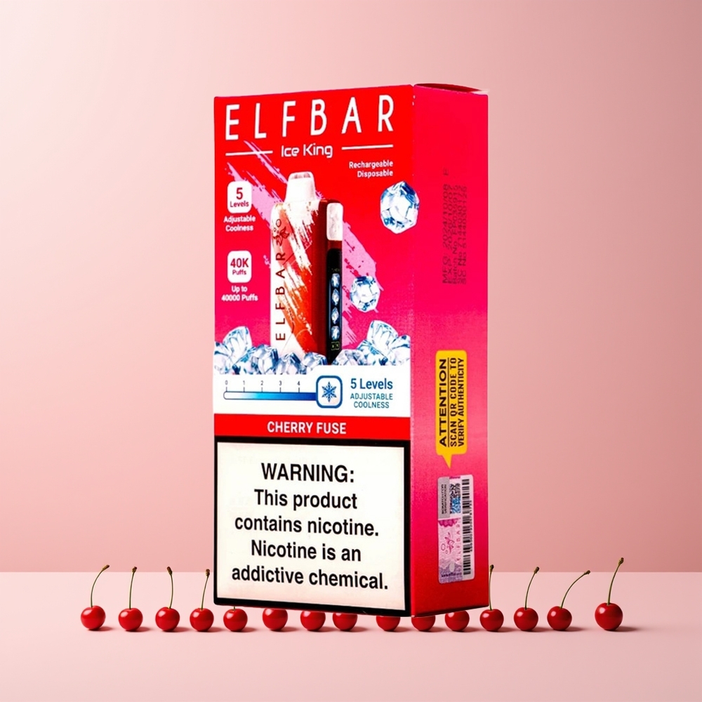 ELF BAR Ice King 40000 Puffs Norge Engros 20ml LCD Justerbart Kirsebær