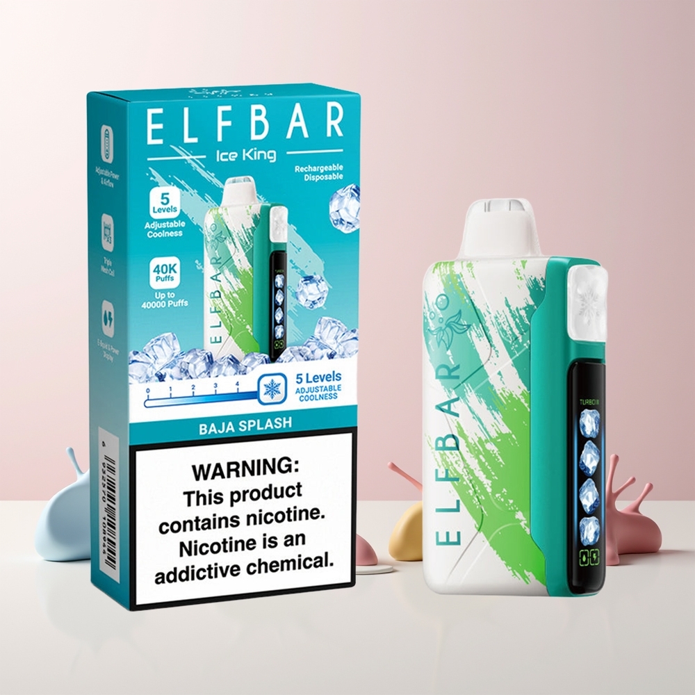 ELF BAR Ice King 40000 Puffs Norge Engros Justerbar Kjøling LCD Baja Splash