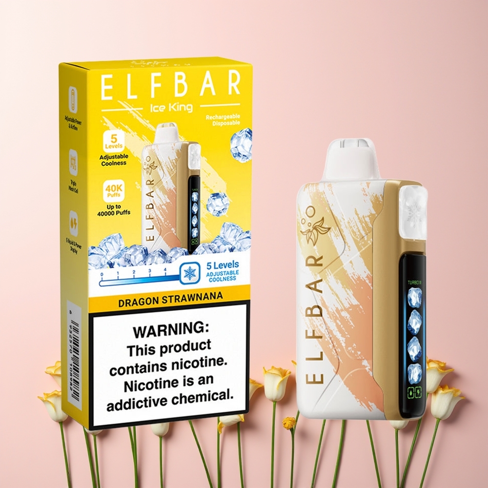 ELF BAR Ice King 40000 Puffs Norge Engros Justerbar Kjøling LCD Drage Jordbærbanan