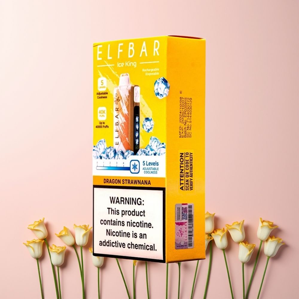 ELF BAR Ice King 40000 Puffs Norge Engros Justerbar Kjøling LCD Drage Jordbærbanan