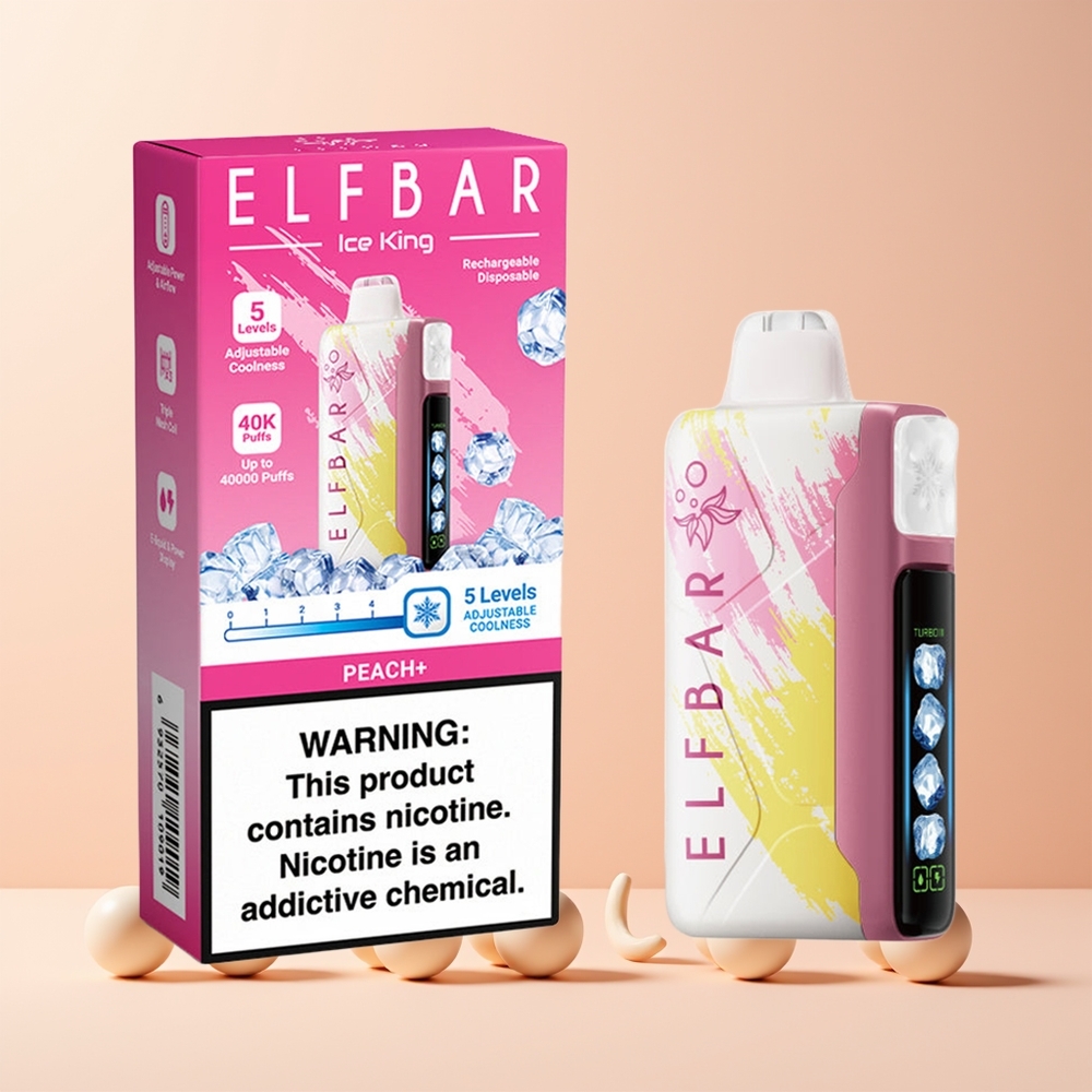 ELF BAR Ice King 40000 Puffs Norge Engros Justerbar Kjøling LCD Fersken+