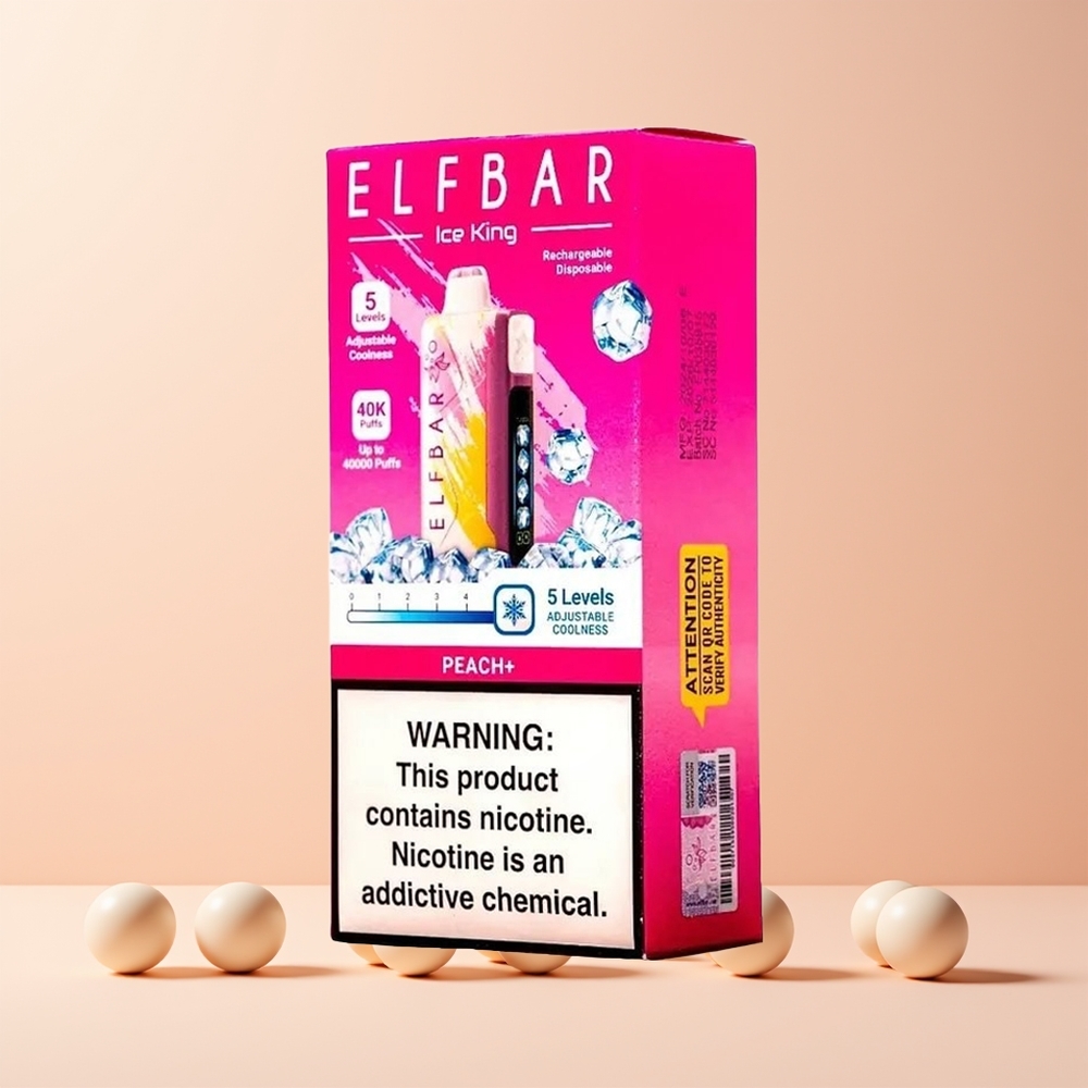 ELF BAR Ice King 40000 Puffs Norge Engros Justerbar Kjøling LCD Fersken+