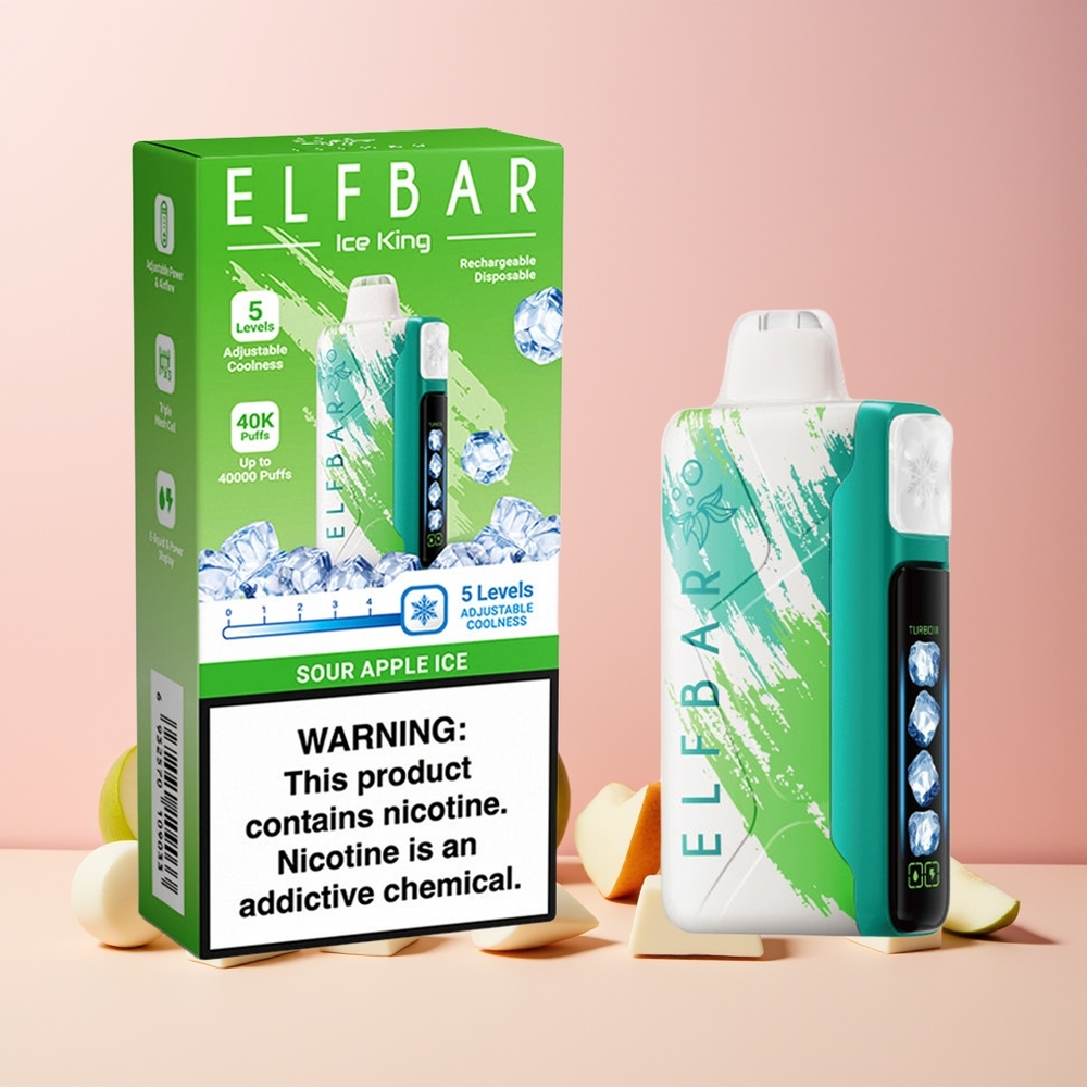 ELF BAR Ice King 40000 Puffs Norge Engros Justerbar Kjøling LCD Søt Sur Eple Is