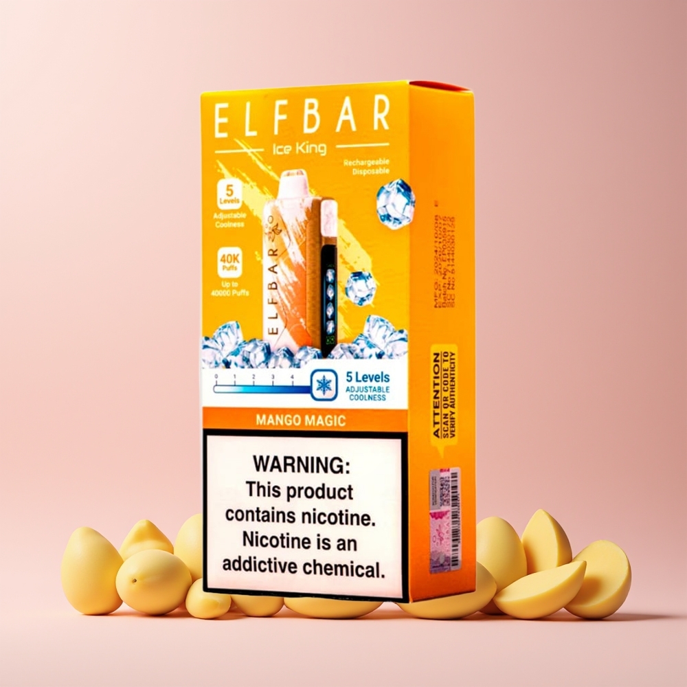 ELF BAR Ice King 40000 Puffs Norge Engros Justerbar Kjøling Mangomagi 20ml 850mAh LCD