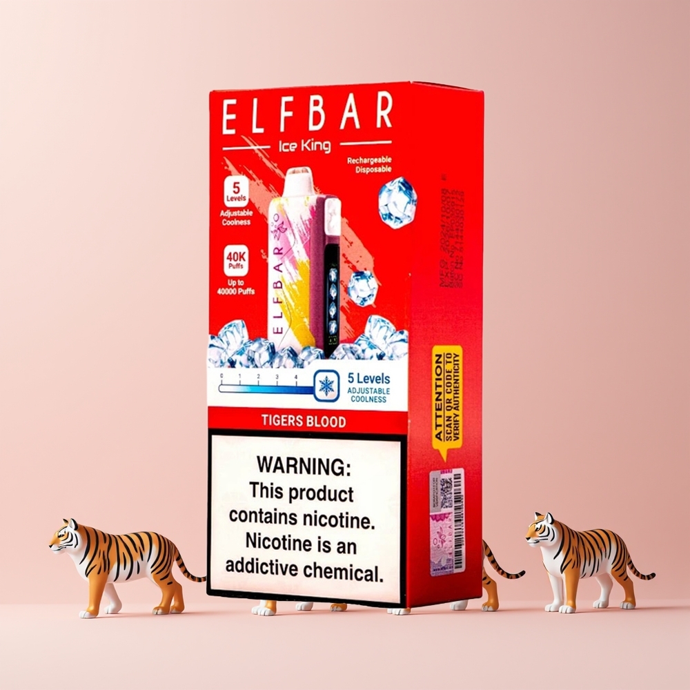 ELF BAR Ice King 40000 Puffs Norge Engros Justerbar Kjøling Tigers Blod LCD Display Dual Luftstrøm