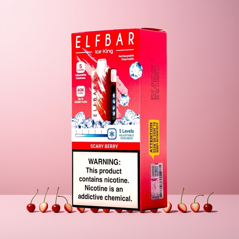 ELF BAR Ice King 40000 Puffs Skremmende Bær Norge Engros 20ml 5% 850mAh LCD
